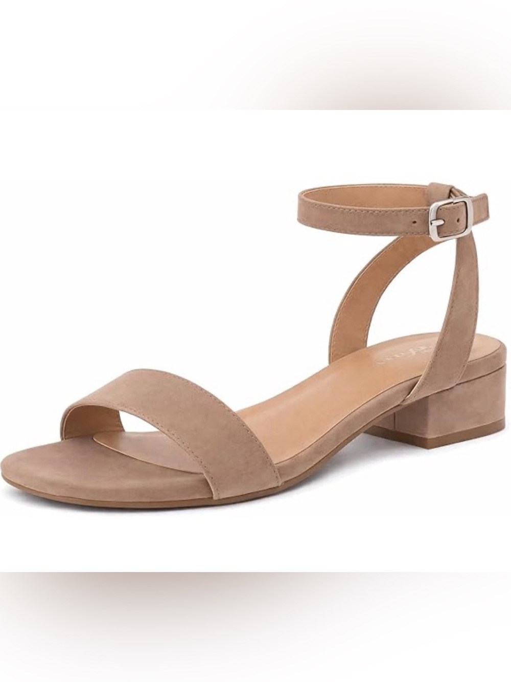 Classic Nude Ankle-Strap Low Block Heel Sandals